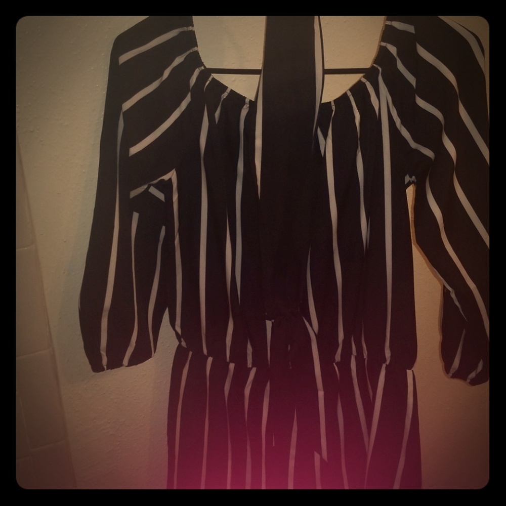 Black and white striped Romper